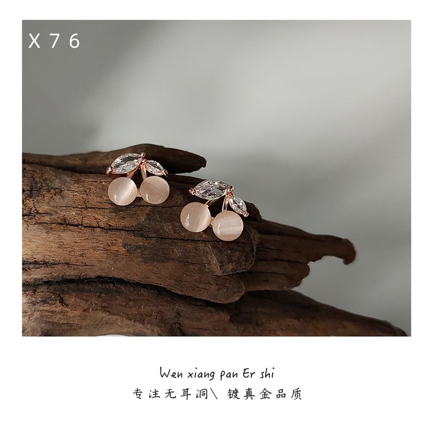 Cuff Alloy Ear Cat Faux Cherry Stone Eye Rhinestone