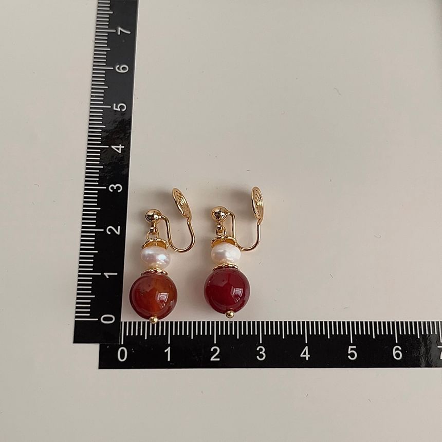 Drop Freshwater Alloy Agate Bead Earring Pearl