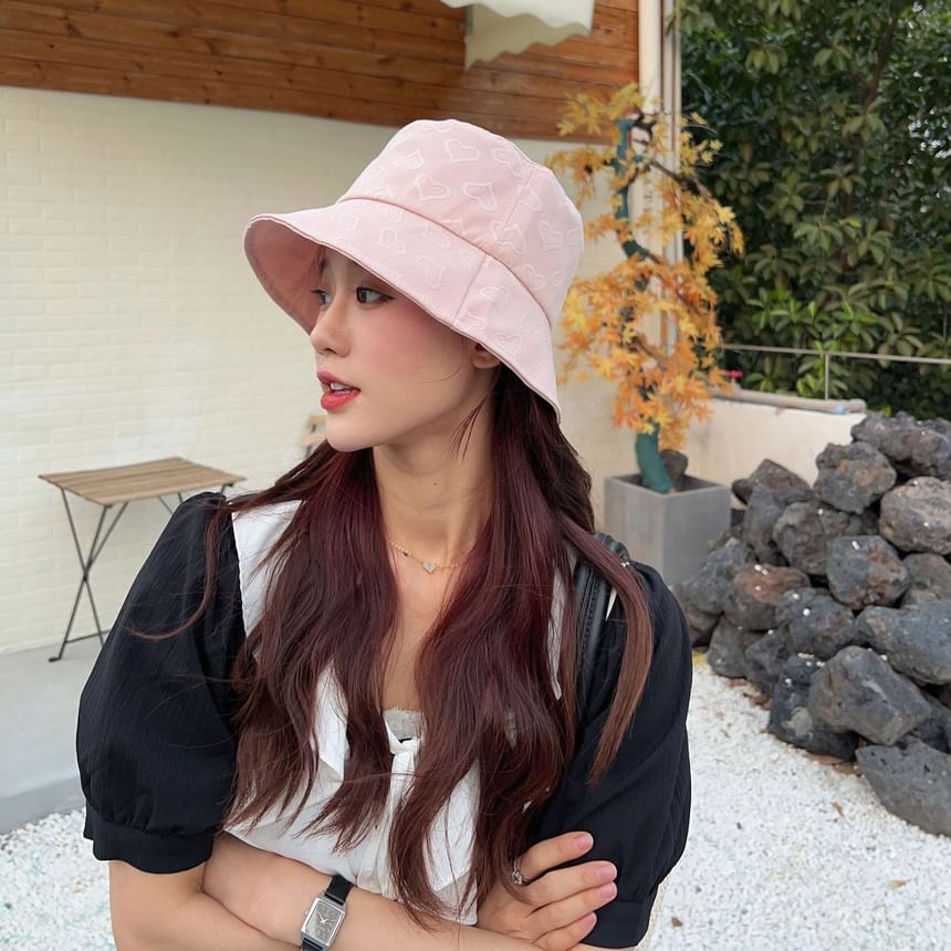 Hat Jacquard Bucket Heart