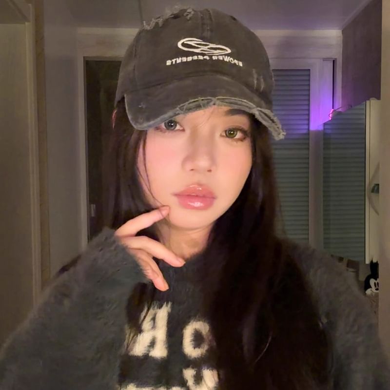 Cap Lettering Distressed Embroidered Baseball