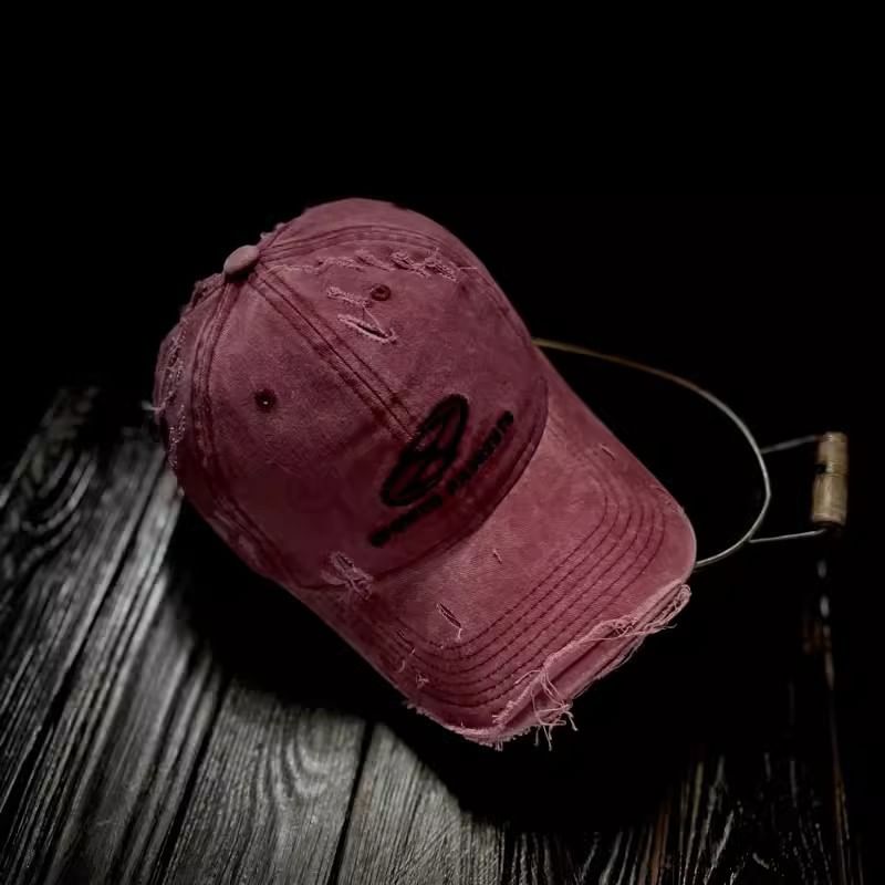 Cap Lettering Distressed Embroidered Baseball