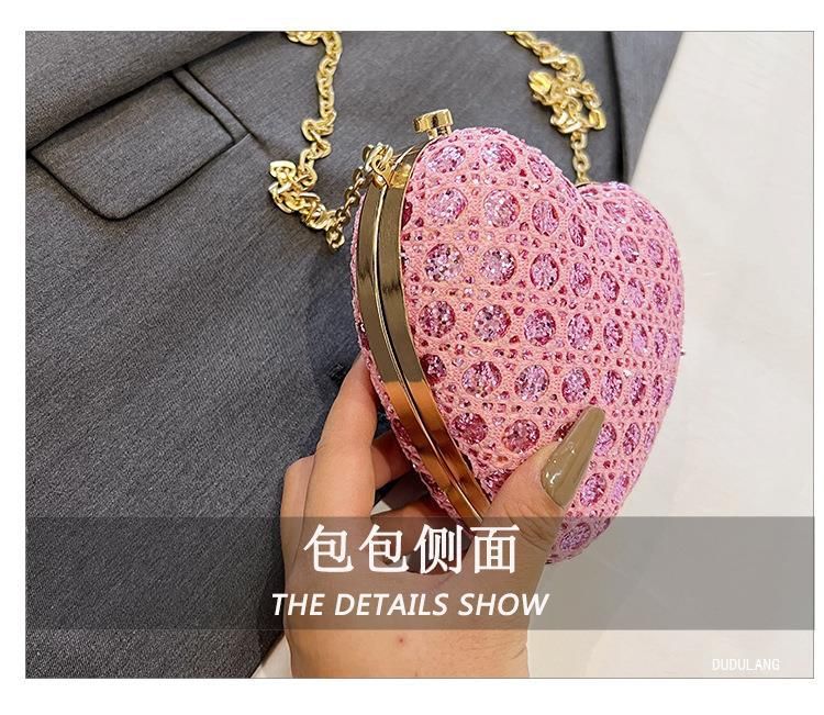 Crossbody Rhinestone Heart Bag