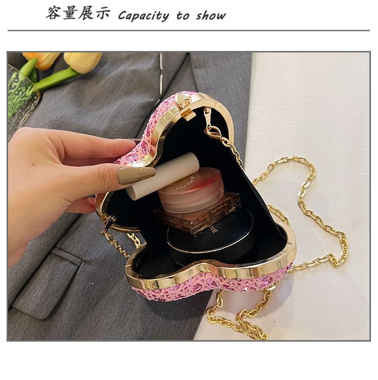 Crossbody Rhinestone Heart Bag