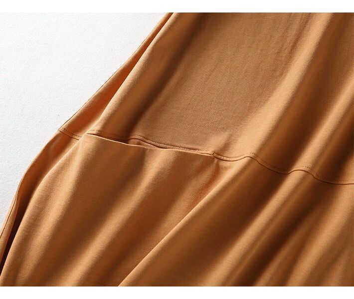 Plain Dress Neck Crew Cap-Sleeve Shift Midi