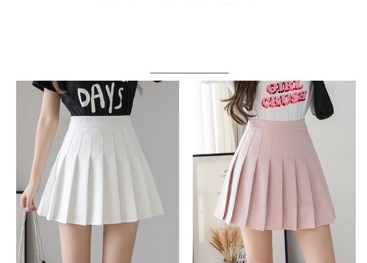 Skirt Waist Pleated Mini High Plain A-Line