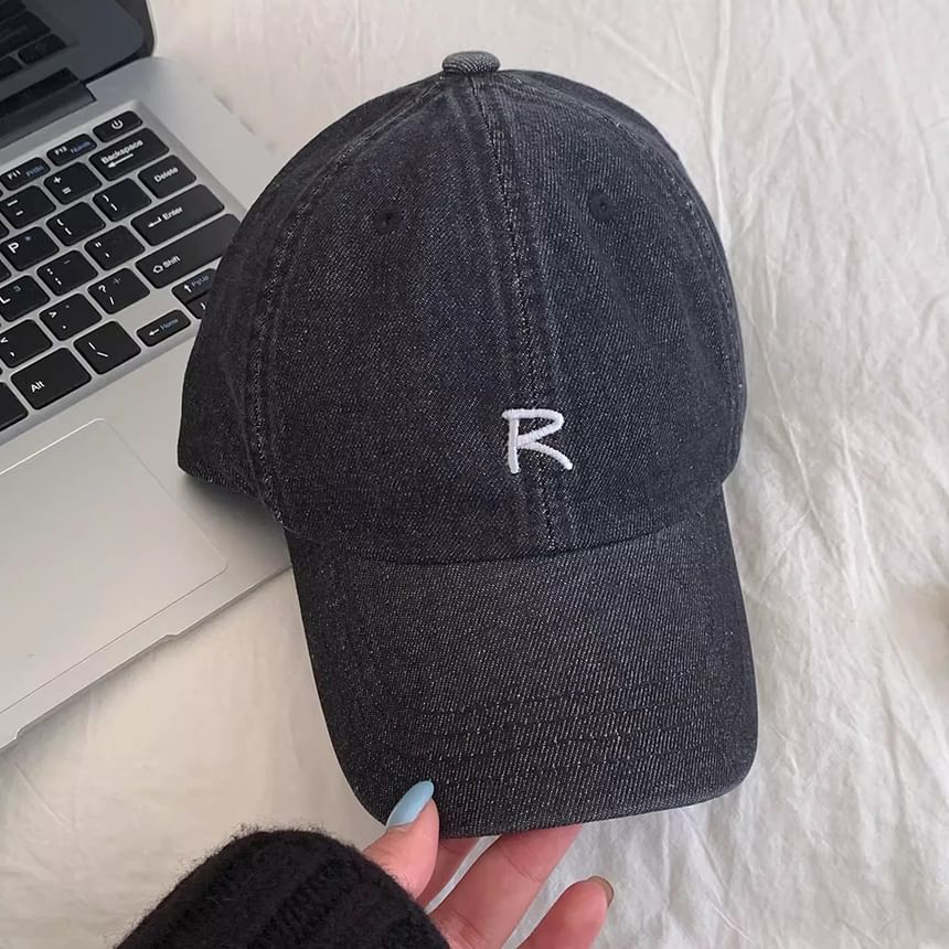 Baseball Denim Lettering Washed Cap