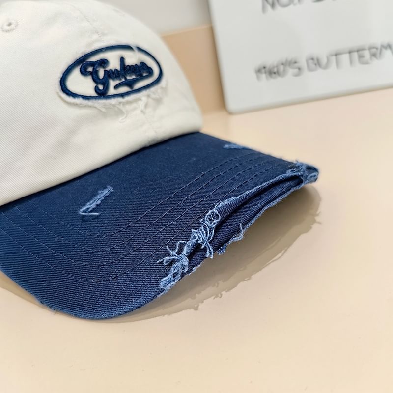Cap Distressed Applique Lettering Baseball