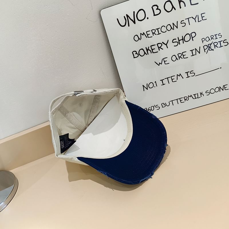 Cap Distressed Applique Lettering Baseball