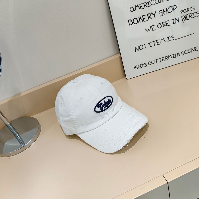 Cap Distressed Applique Lettering Baseball