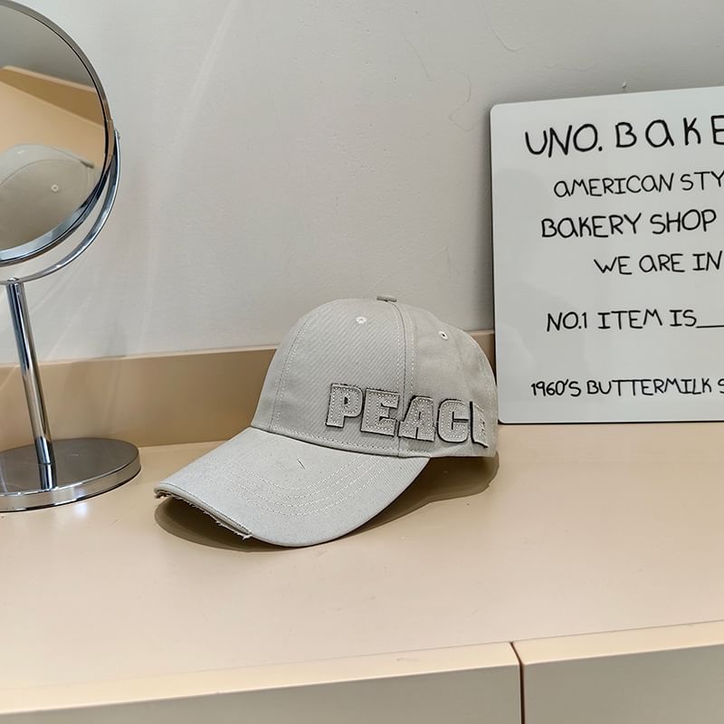 Distressed Lettering Applique Cap Baseball