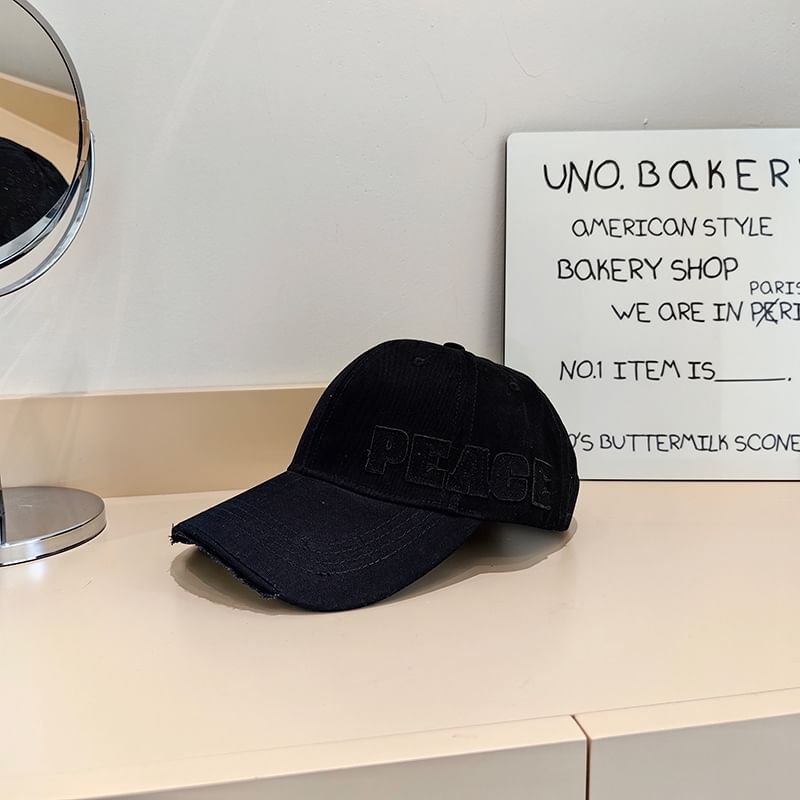 Distressed Lettering Applique Cap Baseball