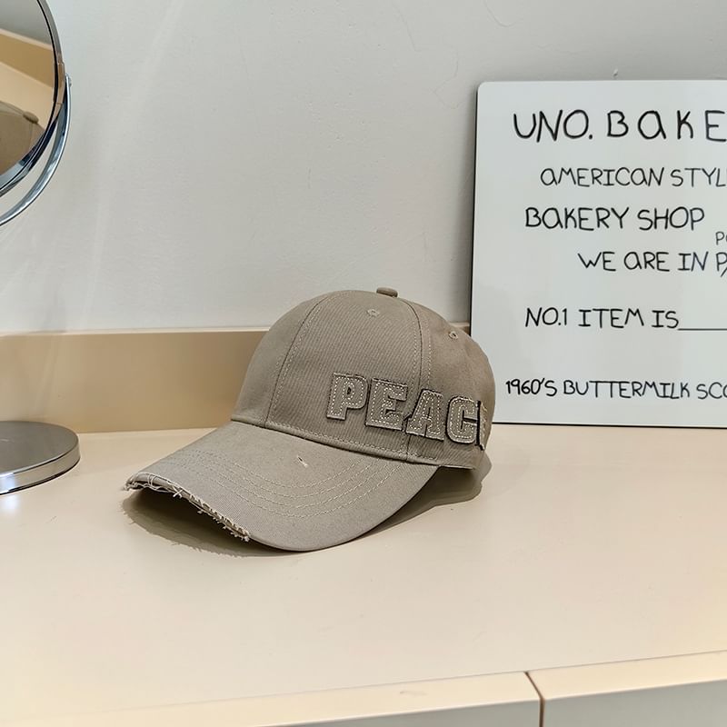 Distressed Lettering Applique Cap Baseball