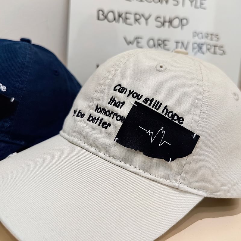 Distressed Baseball Lettering Cap Applique