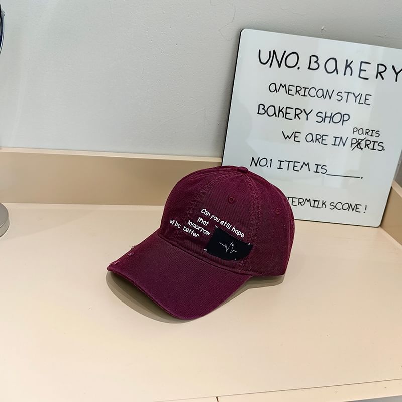 Distressed Baseball Lettering Cap Applique