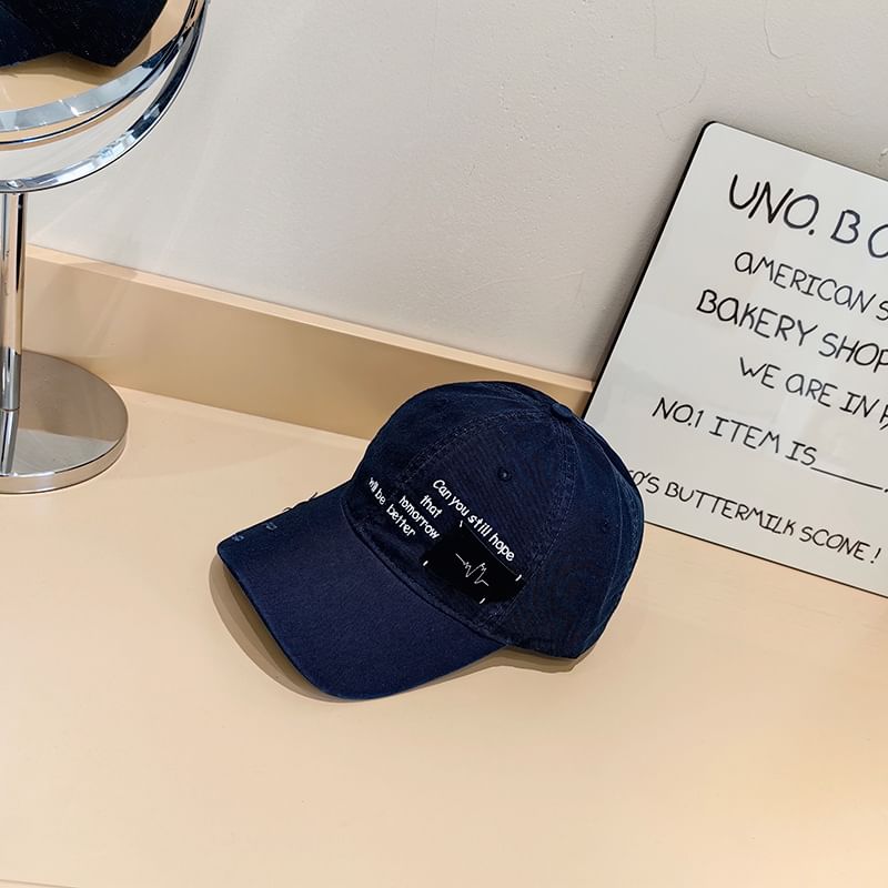 Distressed Baseball Lettering Cap Applique