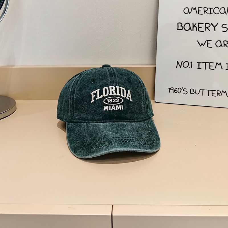 Embroidered Cap Washed Baseball Lettering