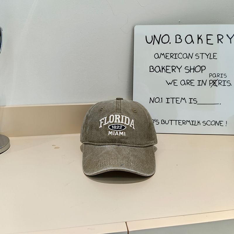Embroidered Cap Washed Baseball Lettering