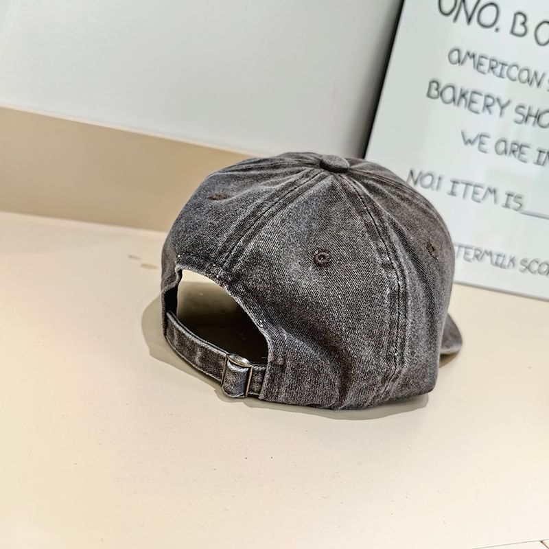 Lettering Cap Embroidered Baseball Washed