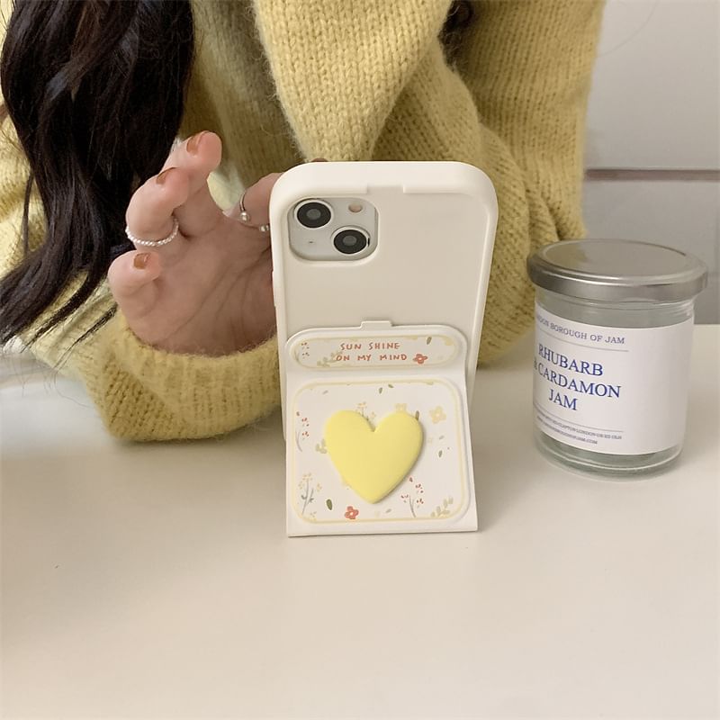 Stand Heart Case Phone Foldable Floral