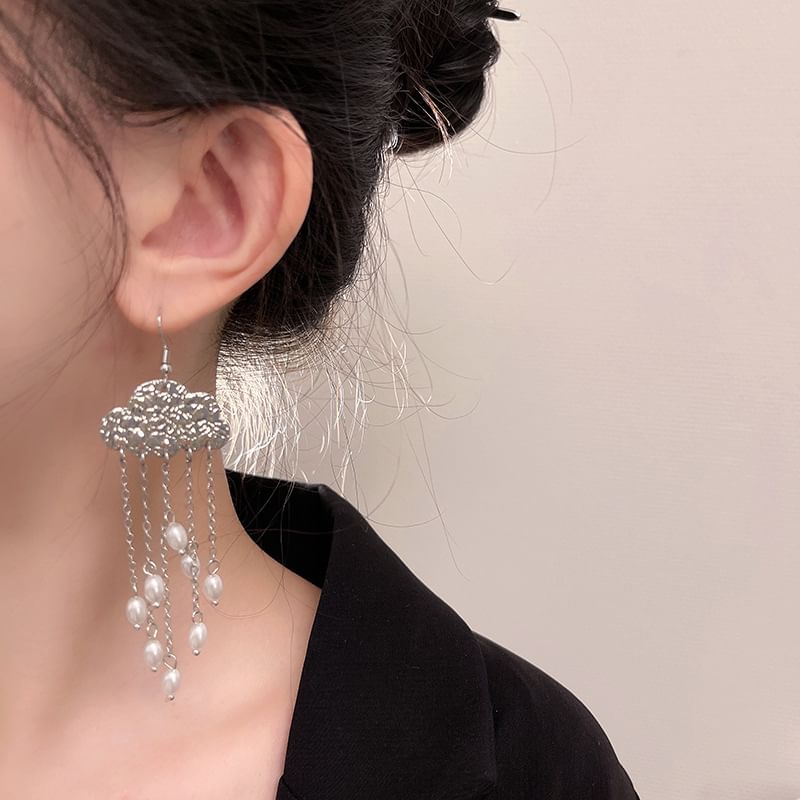 Floral / Stick Chandelier Faux Earring Pearl Alloy Hair