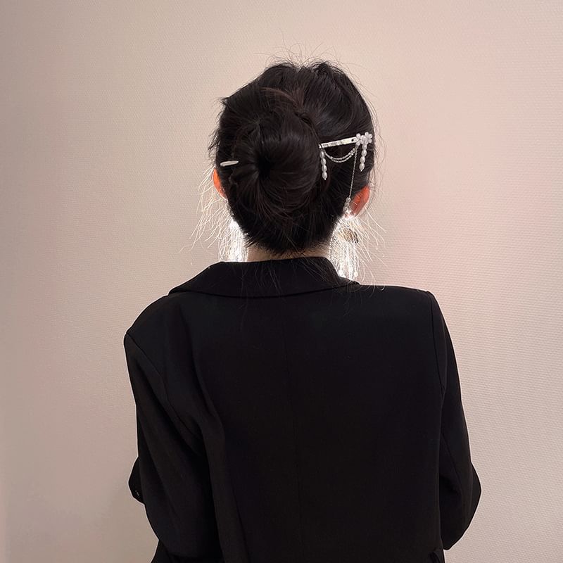 Floral / Stick Chandelier Faux Earring Pearl Alloy Hair