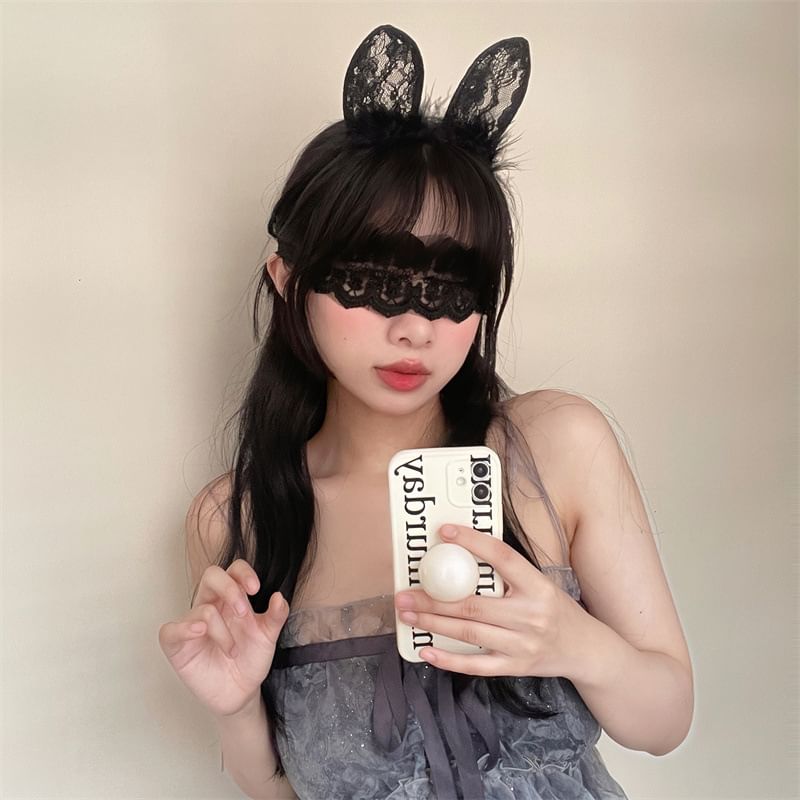 Rabbit Ear Lace Headband / Eye Mask