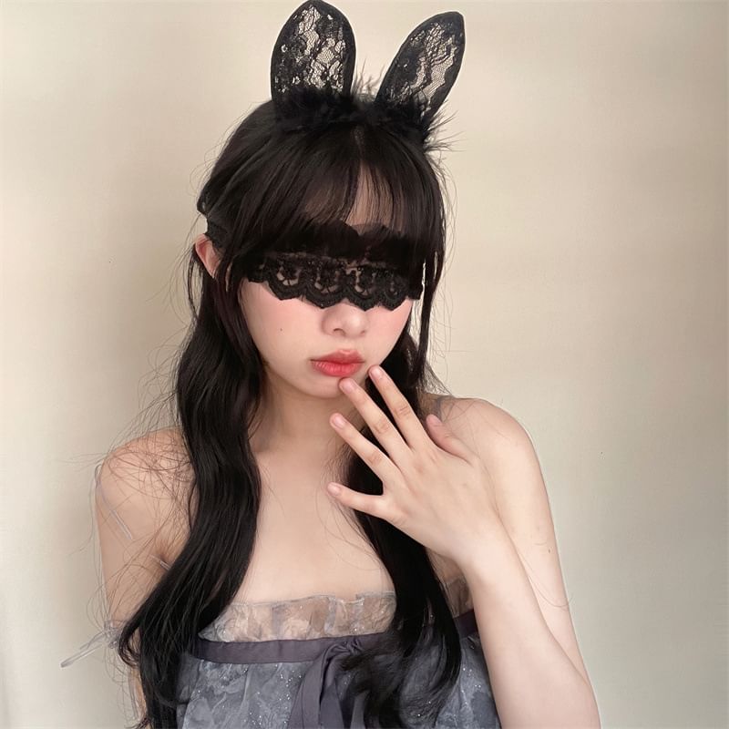 Rabbit Ear Lace Headband / Eye Mask