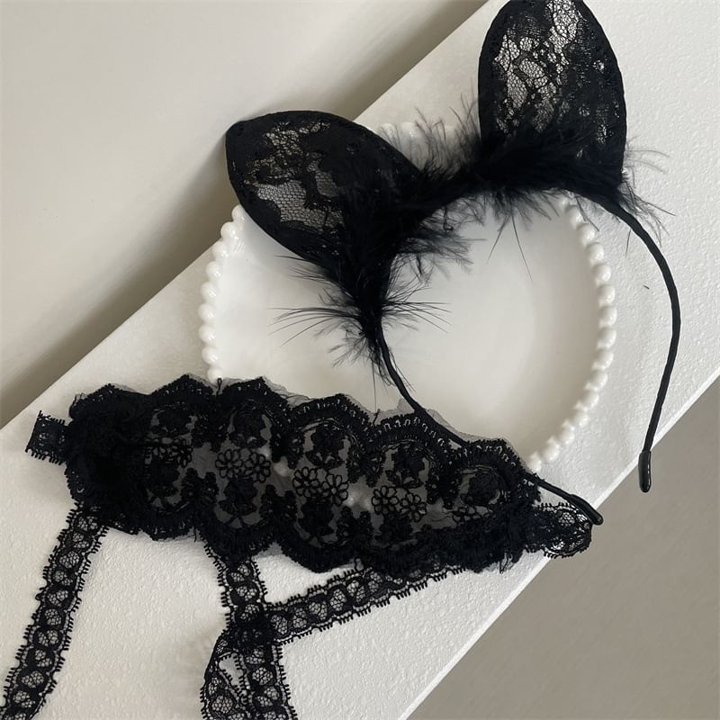 Rabbit Ear Lace Headband / Eye Mask