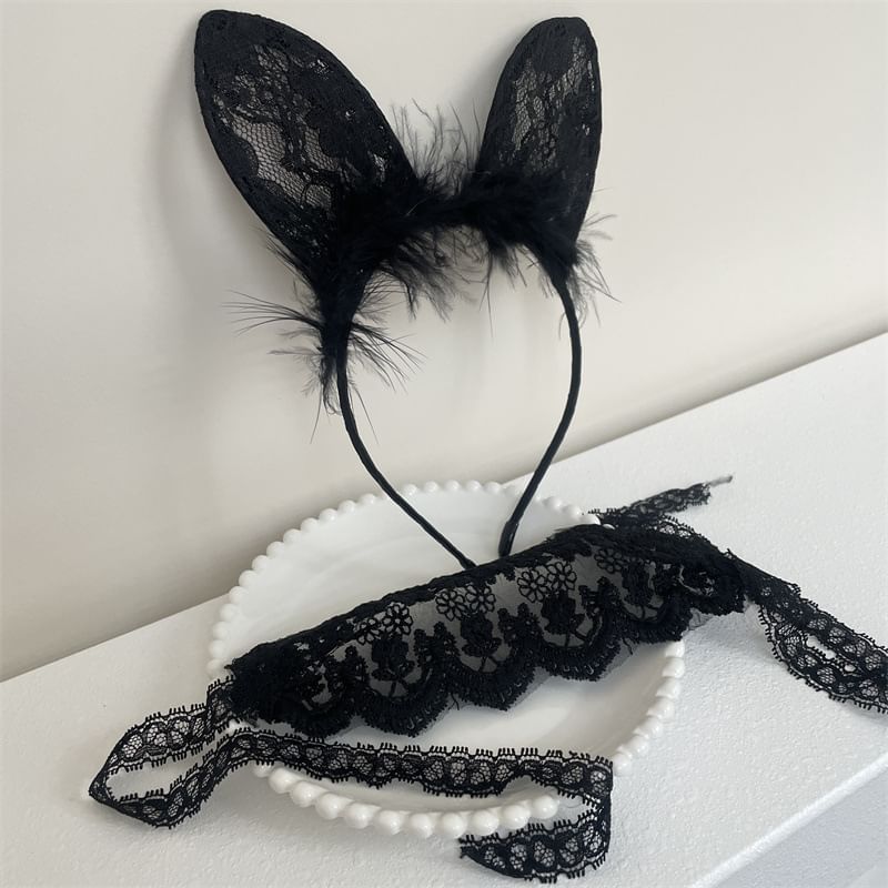 Rabbit Ear Lace Headband / Eye Mask