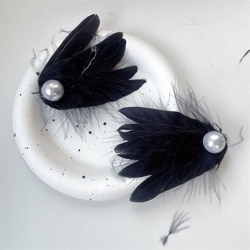 Faux Clip Hair 2: Feather Pearl Set of