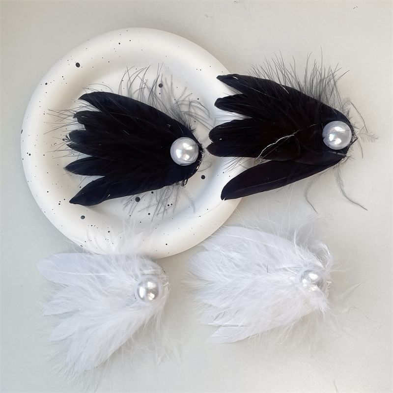 Faux Clip Hair 2: Feather Pearl Set of