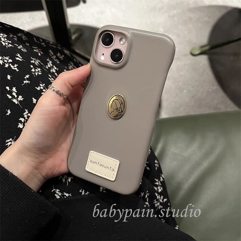 Metal Leather Faux Plate Phone Case