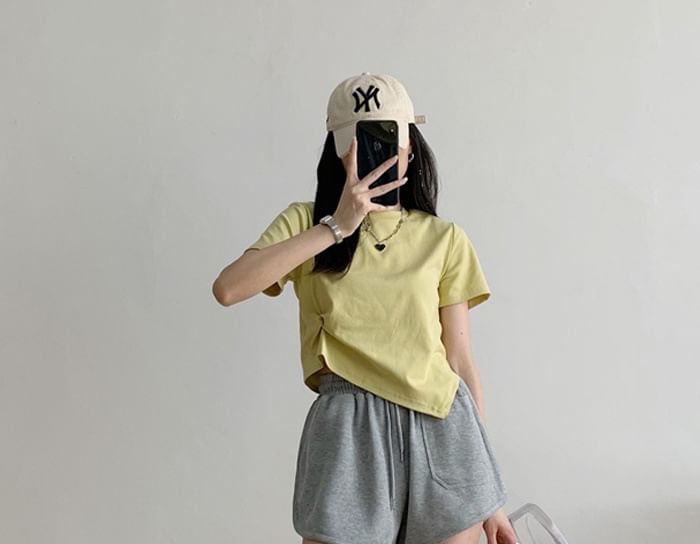 Drawstring Plain Shorts Sweat Waist