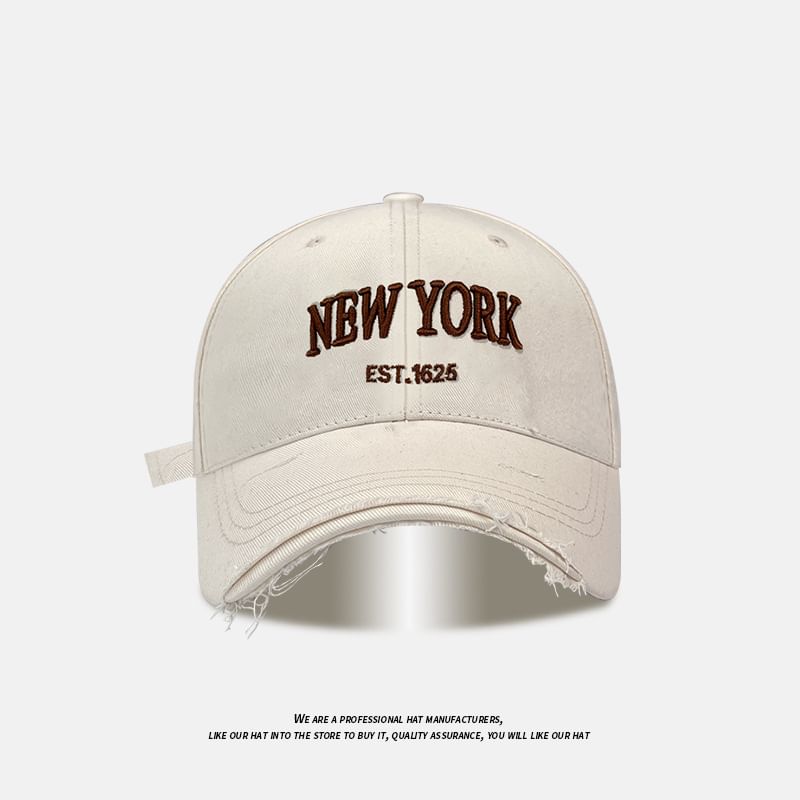 Distressed Cap Baseball Lettering Embroidered