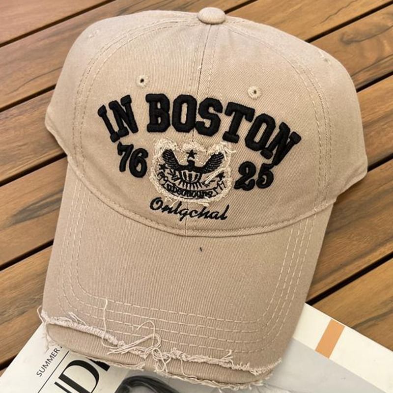 Cap Baseball Embroidered Lettering Distressed