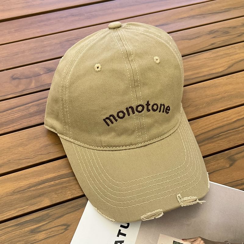 Lettering Baseball Cap Embroidered Distressed