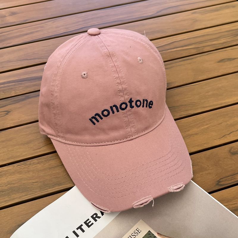 Lettering Baseball Cap Embroidered Distressed