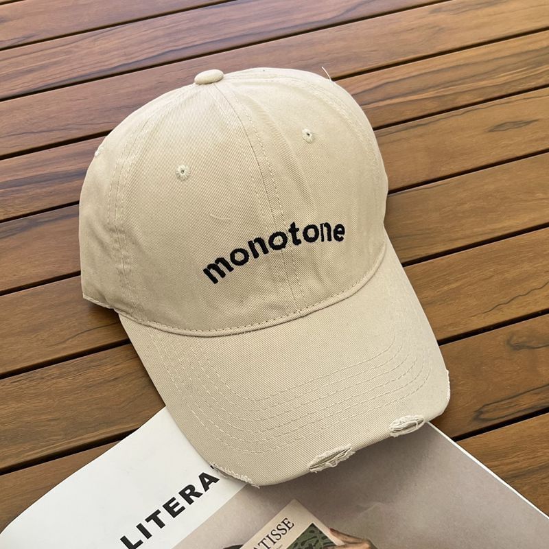 Lettering Baseball Cap Embroidered Distressed