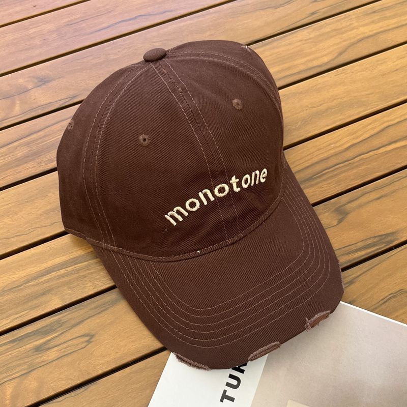 Lettering Baseball Cap Embroidered Distressed