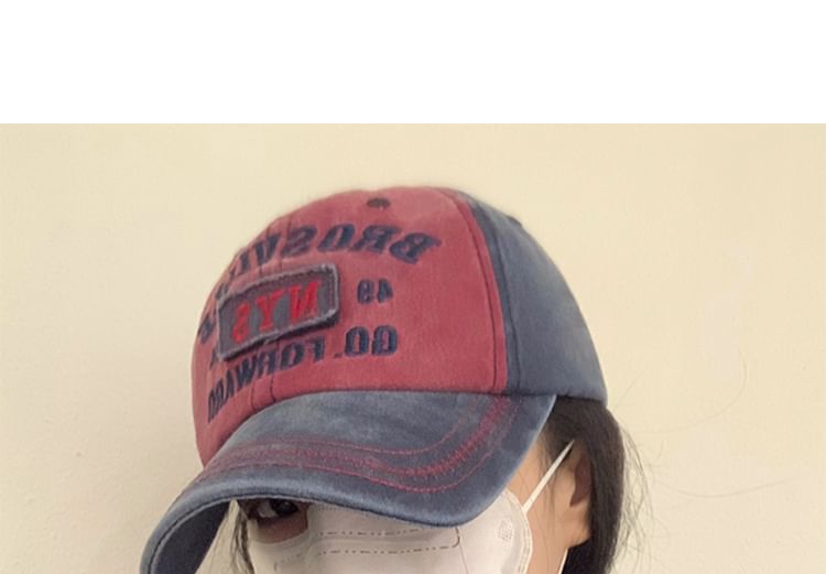 Washed Embroidered Baseball Denim Lettering Cap