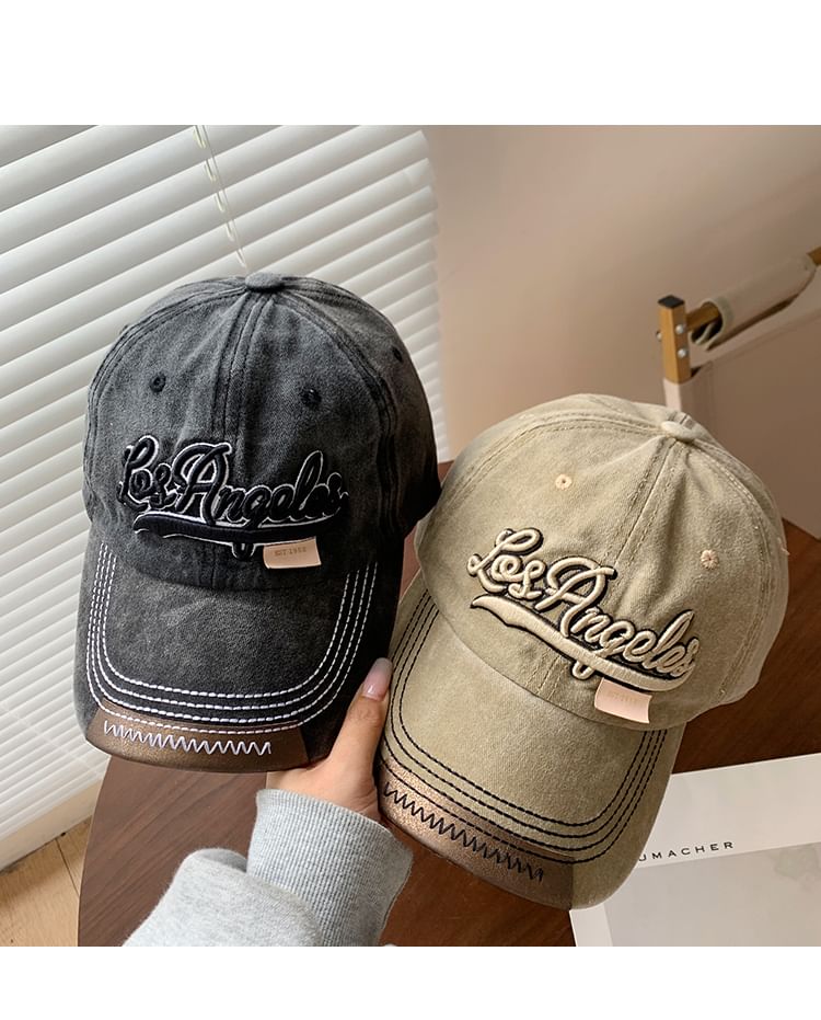 Embroidered Washed Lettering Baseball Cap