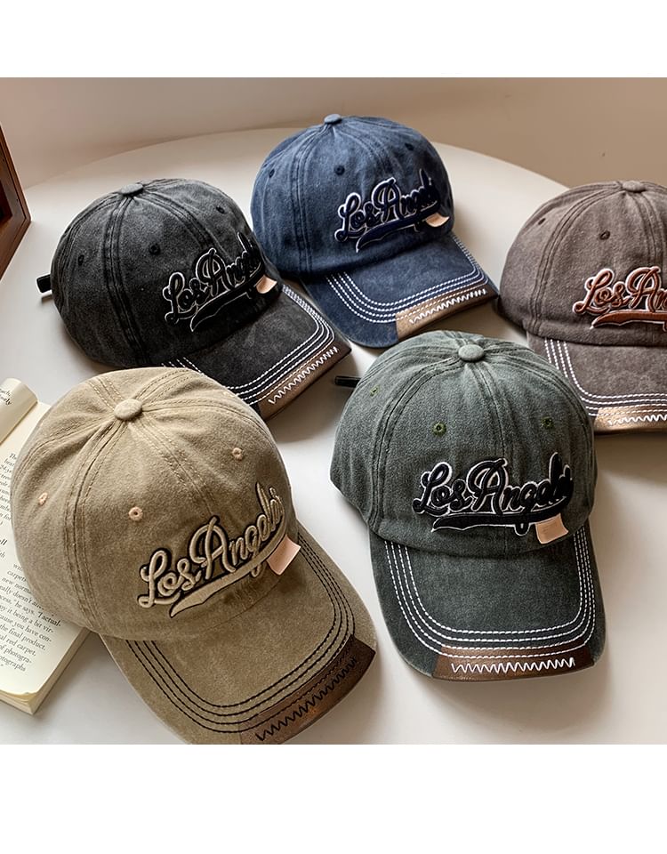 Embroidered Washed Lettering Baseball Cap
