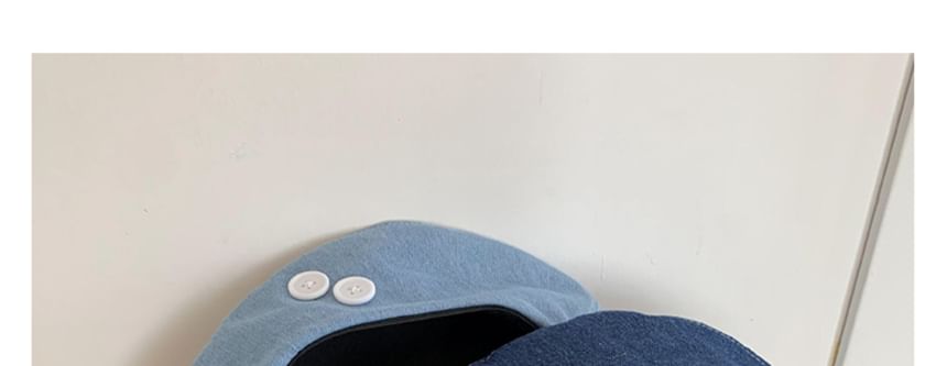 Beret Accent Denim Washed Button