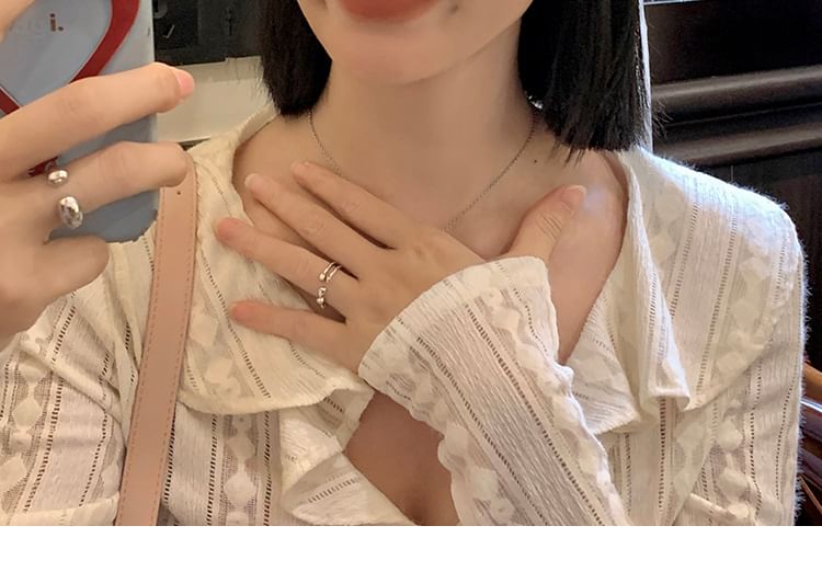 Beret Applique Lettering Mesh Denim Panel