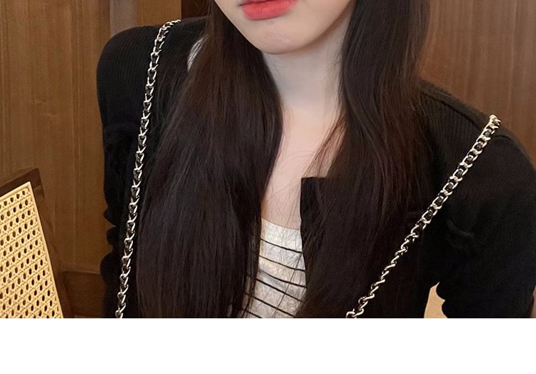 Newsboy Leather Panel Knit Cap Faux