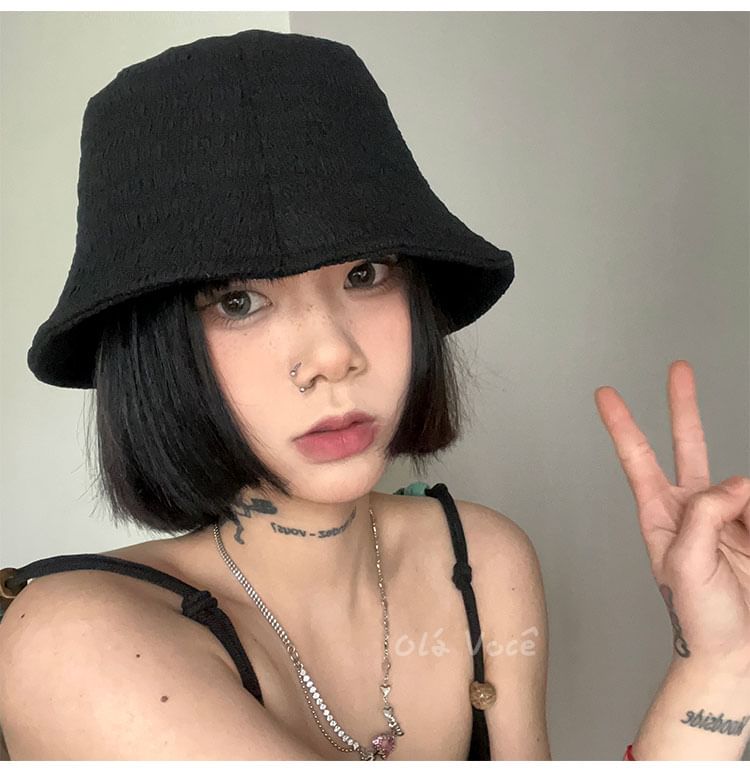 Hat Plain Textured Cloche