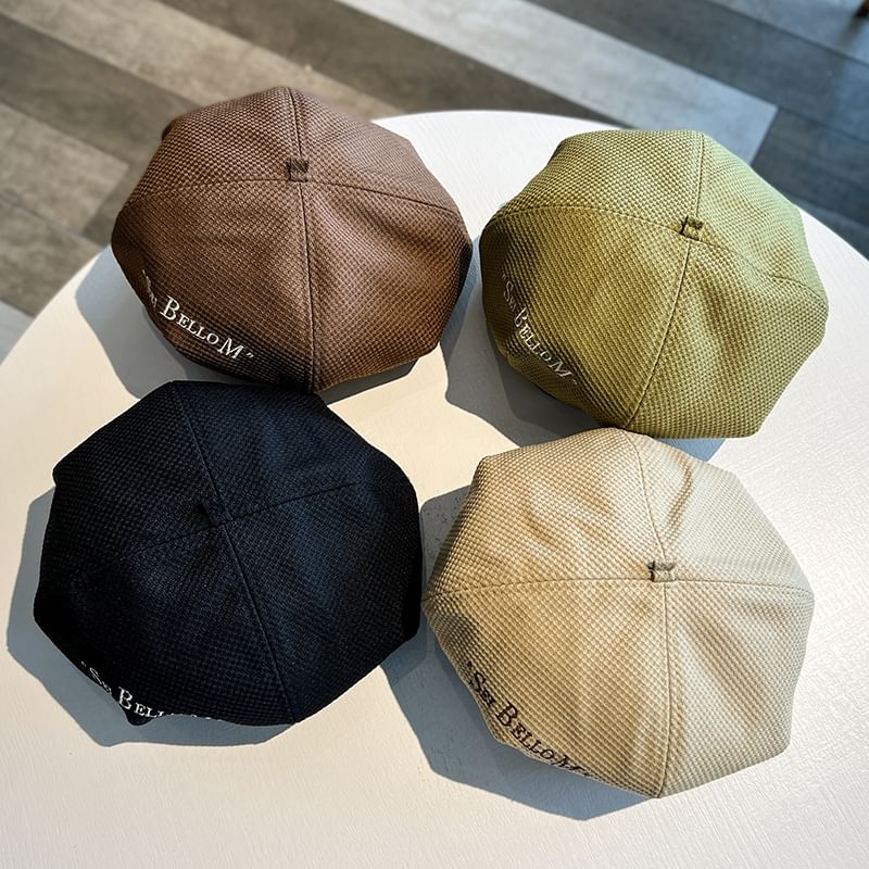 Waffle Beret Lettering Embroidered