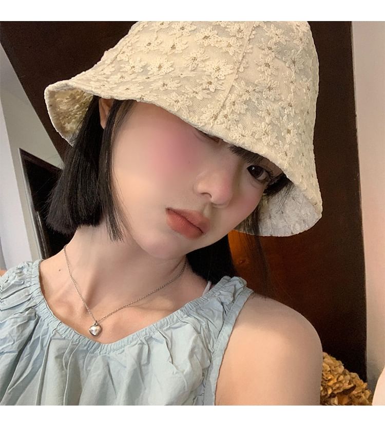 Embroidered Hat Bucket Floral