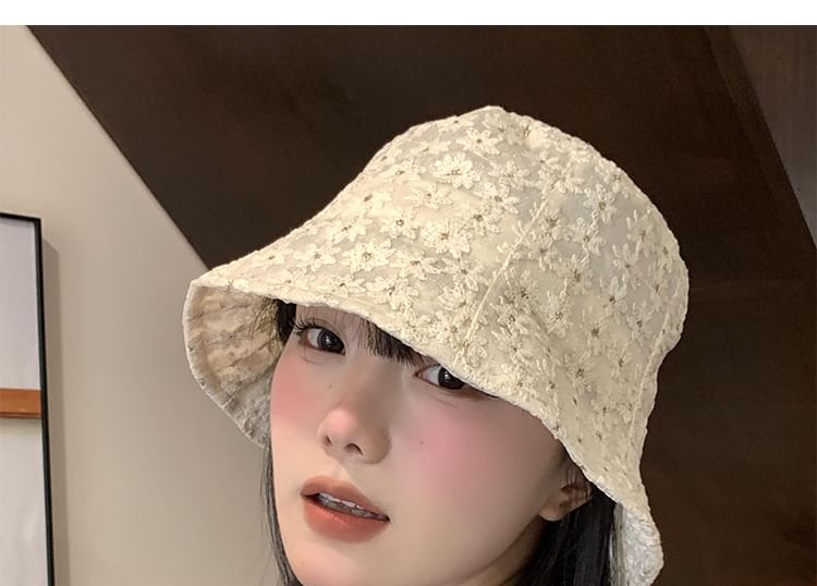 Embroidered Hat Bucket Floral
