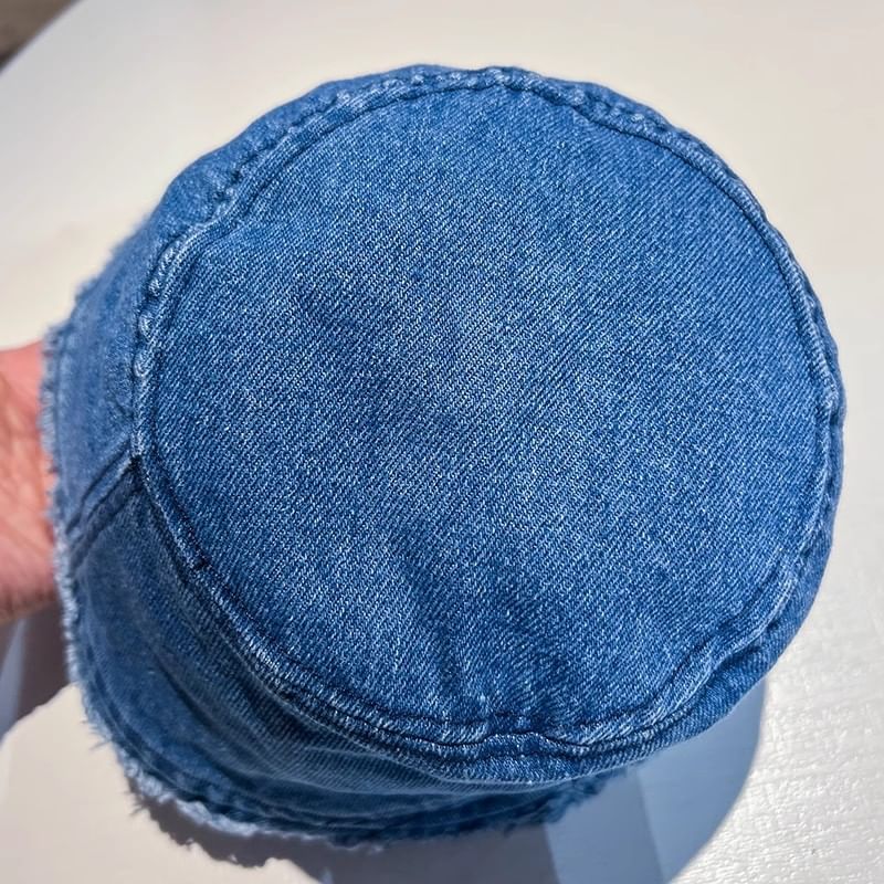 Denim Bucket Frayed Washed Hat